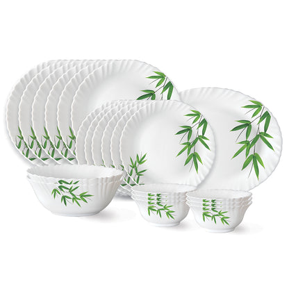 Larah by Borosil Bamboo Leaves Dinner Set 21 pc Set: Serves 6