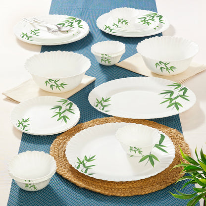 Larah by Borosil Bamboo Leaves Dinner Set 21 pc Set: Serves 6