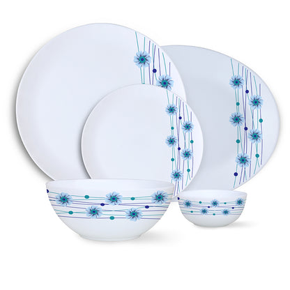 Larah by Borosil Bluebell Dinner Set 21 pc Set: Serves 6