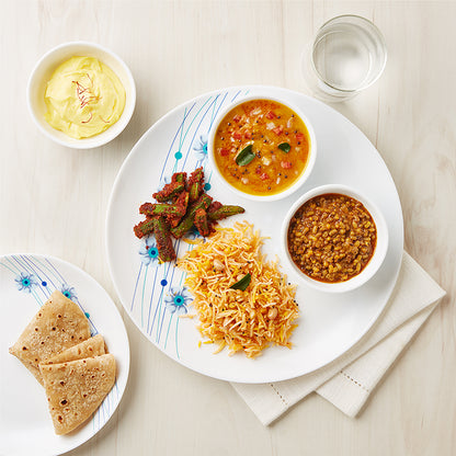 Larah by Borosil Bluebell Dinner Set 21 pc Set: Serves 6