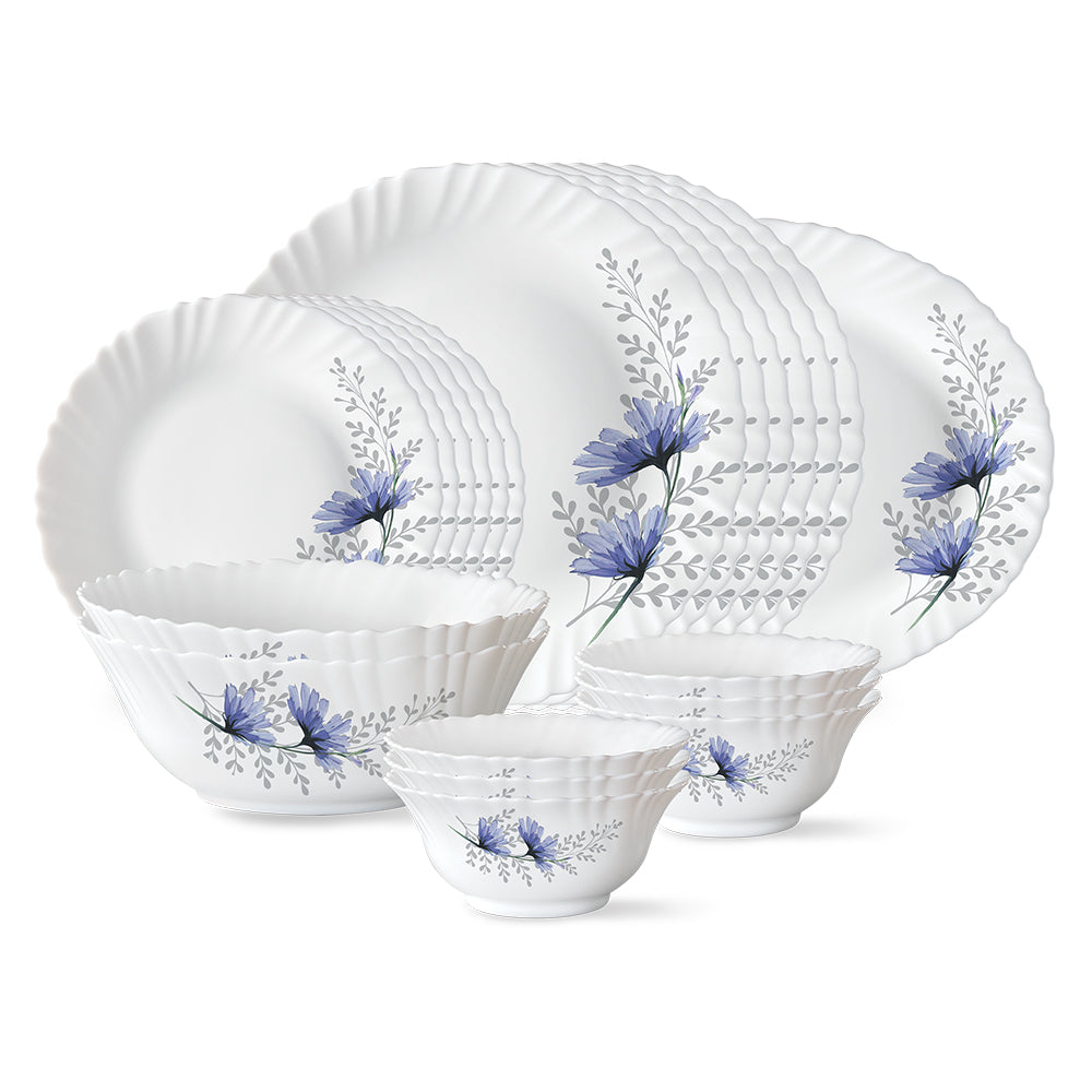 Larah by Borosil, Bellflower Dinner Set 21 pc Set: Serves 6 (Option 2)