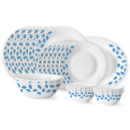 Larah by Borosil Blue Leaves Dinner Set 21 pc Set: Serves 6