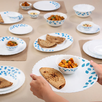 Larah by Borosil Blue Leaves Dinner Set 21 pc Set: Serves 6