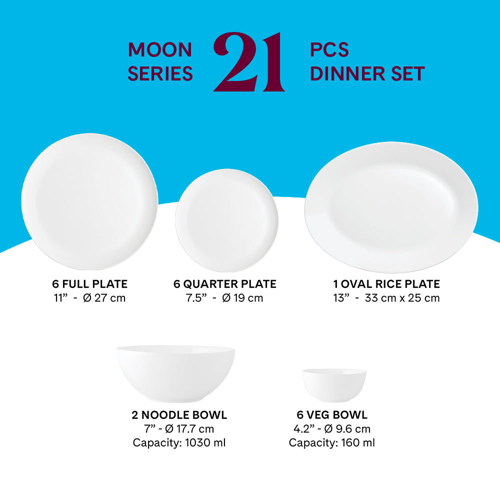 Larah by Borosil, Eden Green Dinner Set 21 pc Set: Serves 6