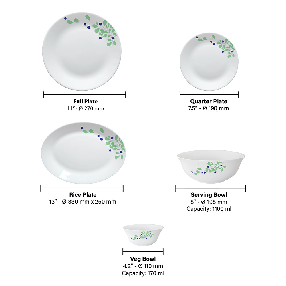 Larah by Borosil Foliage Dinner Set, 21 pc