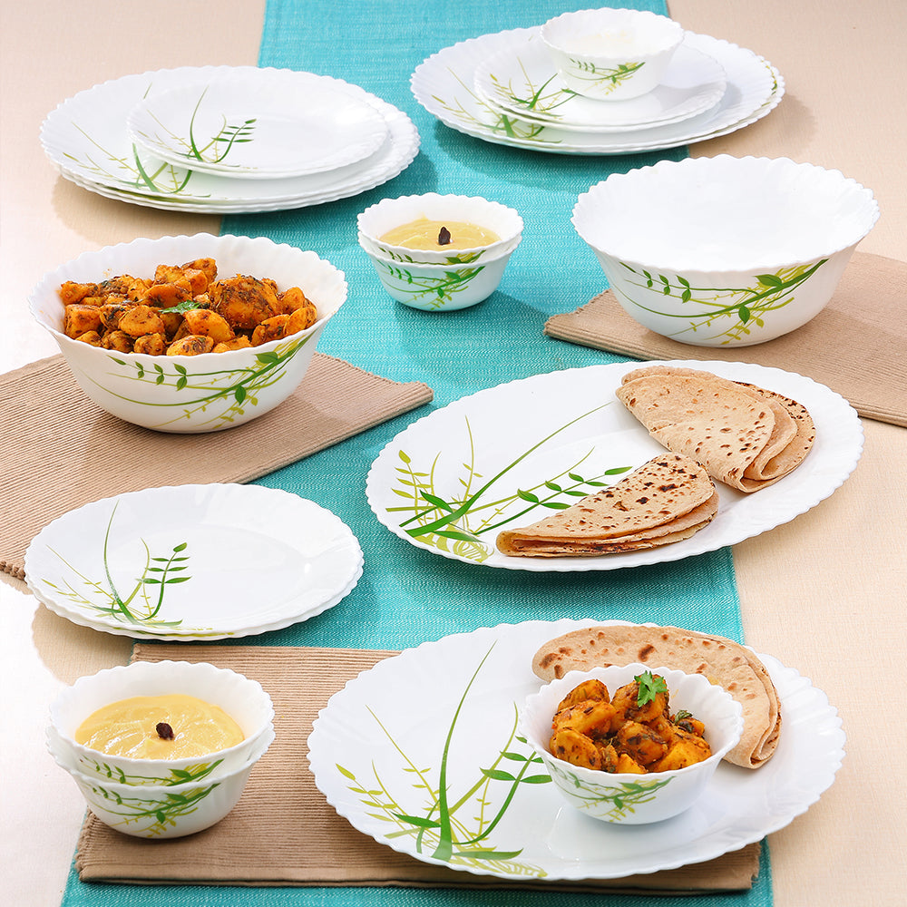 Larah by Borosil Green Herbs Dinner Set