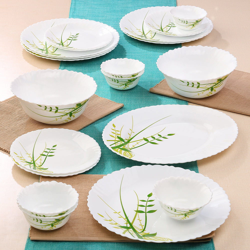 Larah by Borosil Green Herbs Dinner Set