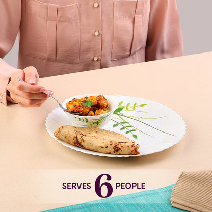 Larah by Borosil Green Herbs Dinner Set