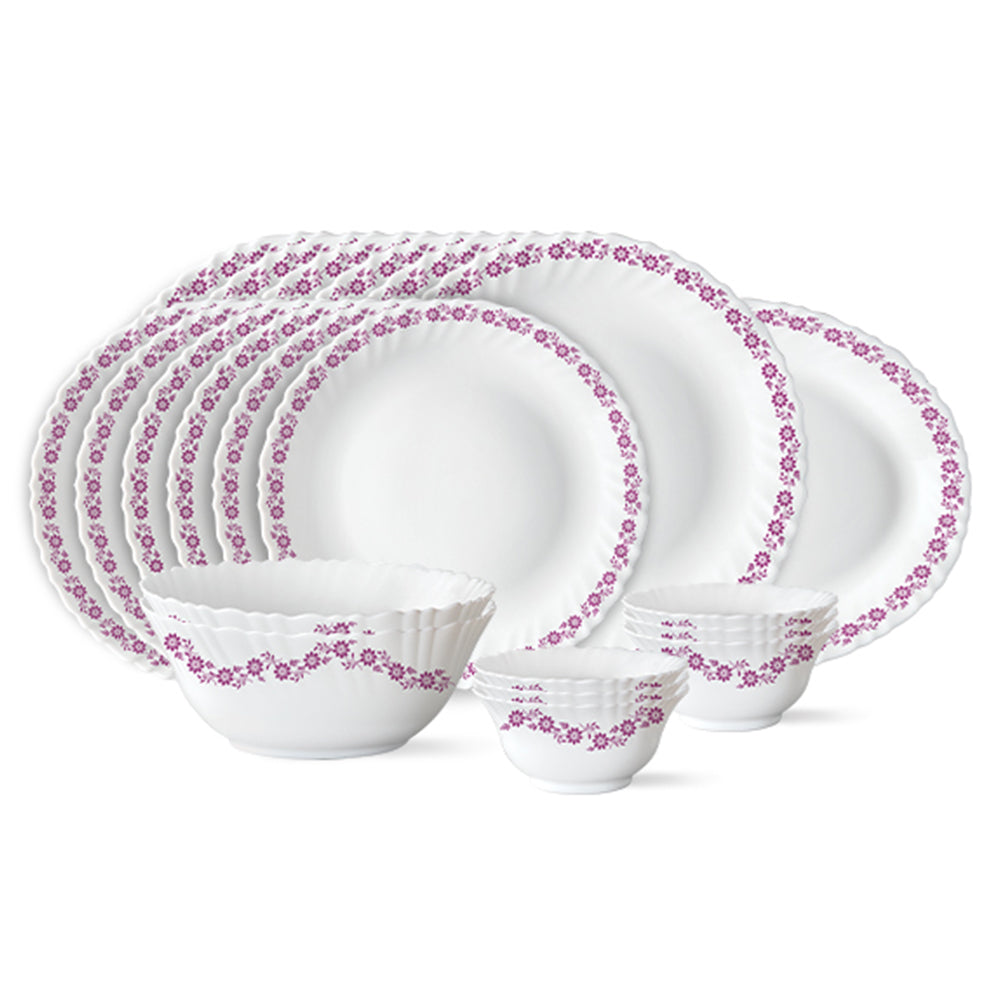 Larah by Borosil, Lilac Dinner Set 21 pc Set: Serves 6