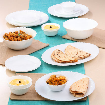 Larah by Borosil, Snow Dinner Set 21 pc Set: Serves 6