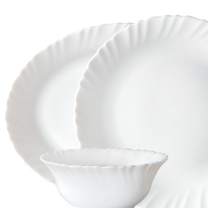 Larah by Borosil, Snow Dinner Set 21 pc Set: Serves 6