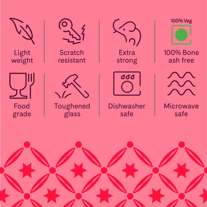 Larah by Borosil Lavender Dinner Set 21 pc Set: Serves 6