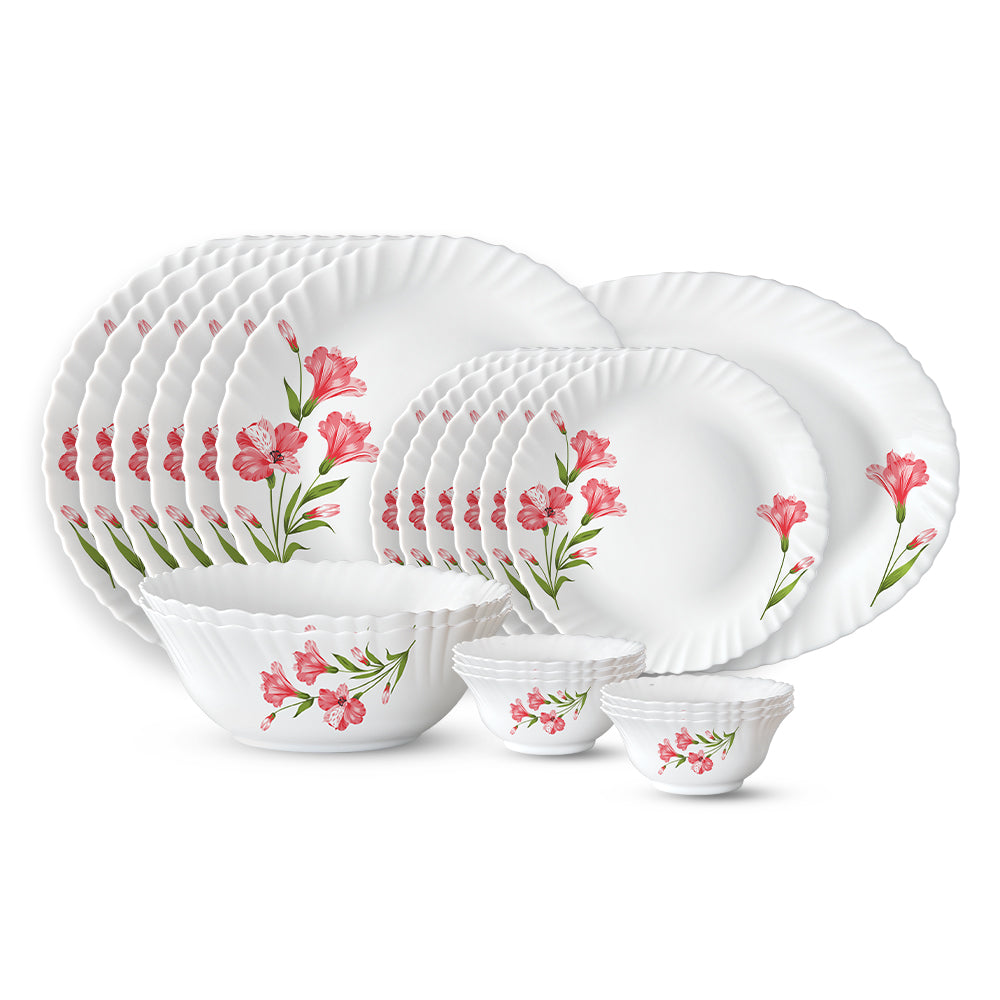 Larah by Borosil, Marina Peach Dinner Set, 66 pc