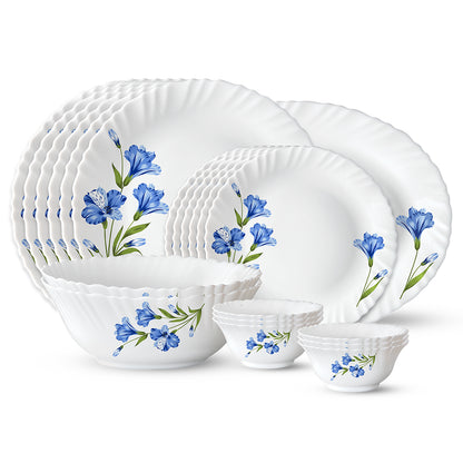 Larah by Borosil, Marina Blue Dinner Set 21 pc Set: Serves 6