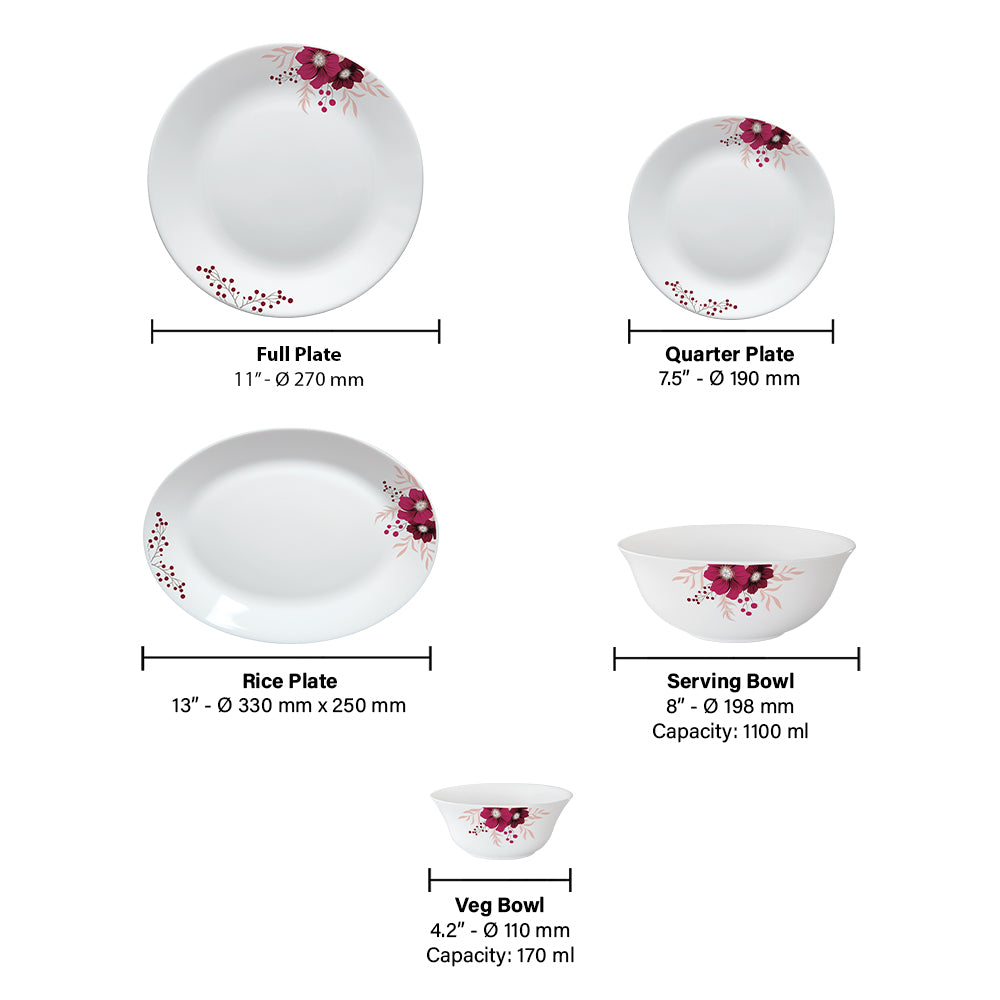 Larah by Borosil Paradise Dinner Set, 21 pc