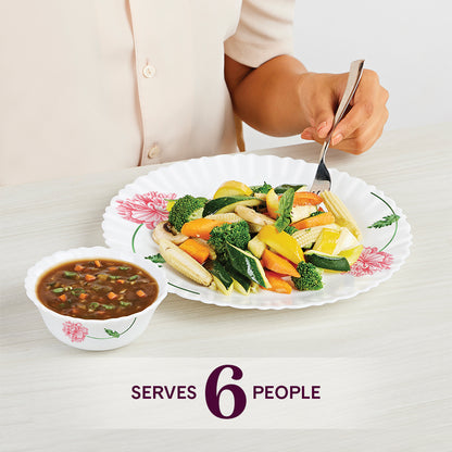 Larah by Borosil Red Mist Dinner Set 21 pc Set: Serves 6 (Option 1)