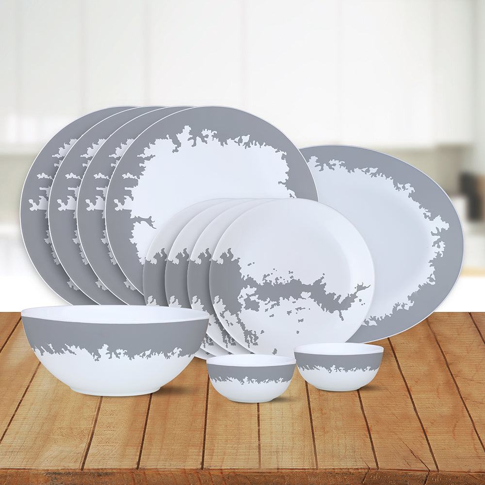 Larah by Borosil Silver Luna Dinner Set 21 pc Set: Serves 6