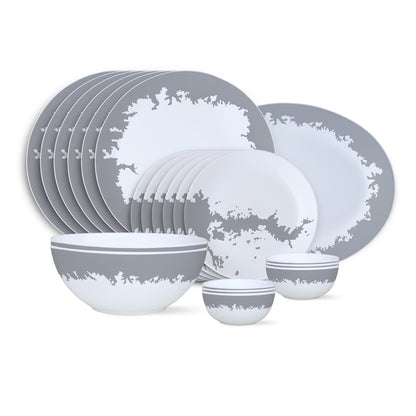 Larah by Borosil Silver Luna Dinner Set 21 pc Set: Serves 6