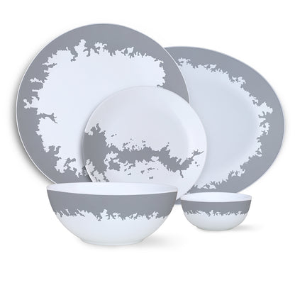 Larah by Borosil Silver Luna Dinner Set 21 pc Set: Serves 6