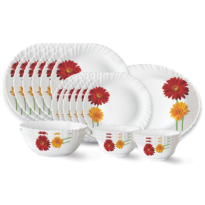 Larah by Borosil Zinnia Dinner Set 21 pc Set: Serves 6