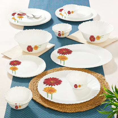 Larah by Borosil Zinnia Dinner Set 21 pc Set: Serves 6
