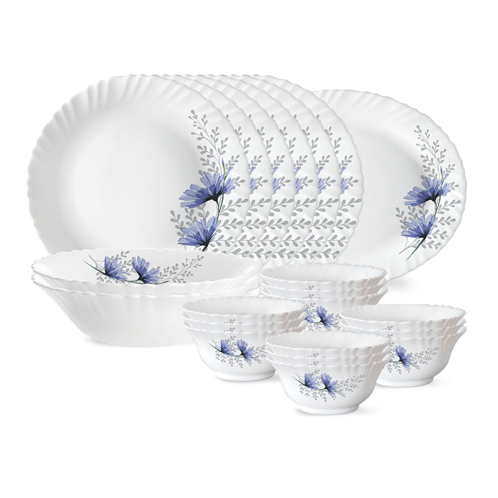 Larah by Borosil, Bellflower Dinner Set 21 pc Set: Serves 6 (Option 3)