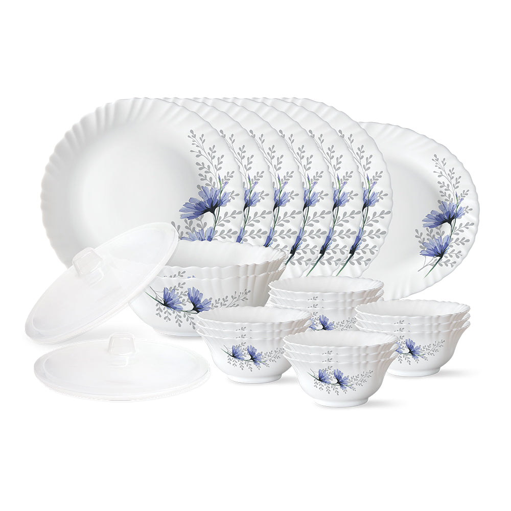 Larah by Borosil, Bellflower Dinner Set 23 pc Set: Serves 6