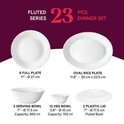 Larah by Borosil, Marina Peach Dinner Set 23 pc Set: Serves 6 (Option 2)