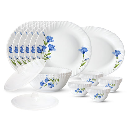 Larah by Borosil, Marina Blue Dinner Set 23 pc Set: Serves 6 (Option 2)