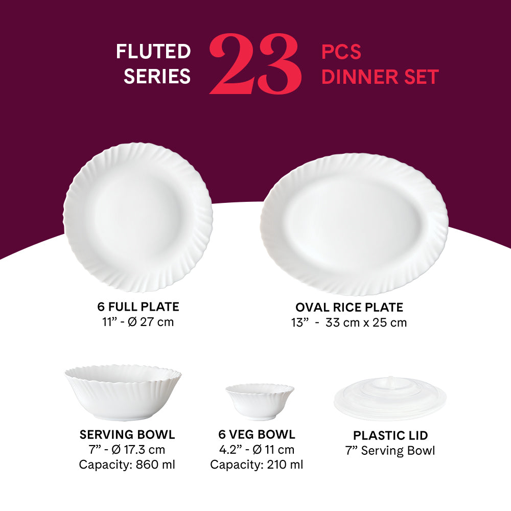 Larah by Borosil, Marina Blue Dinner Set 23 pc Set: Serves 6 (Option 2)
