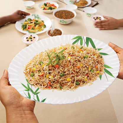 Larah by Borosil Bamboo Leaves Dinner Set 27 pc Set: Serves 6