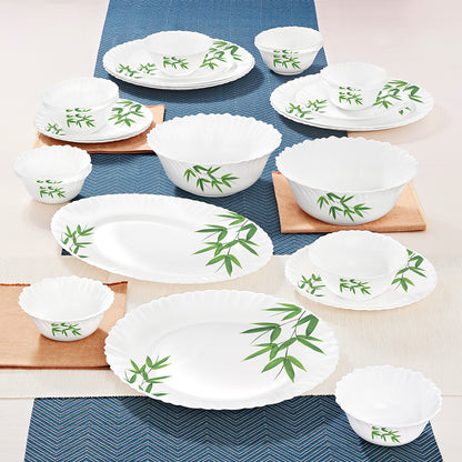 Larah by Borosil Bamboo Leaves Dinner Set 27 pc Set: Serves 6