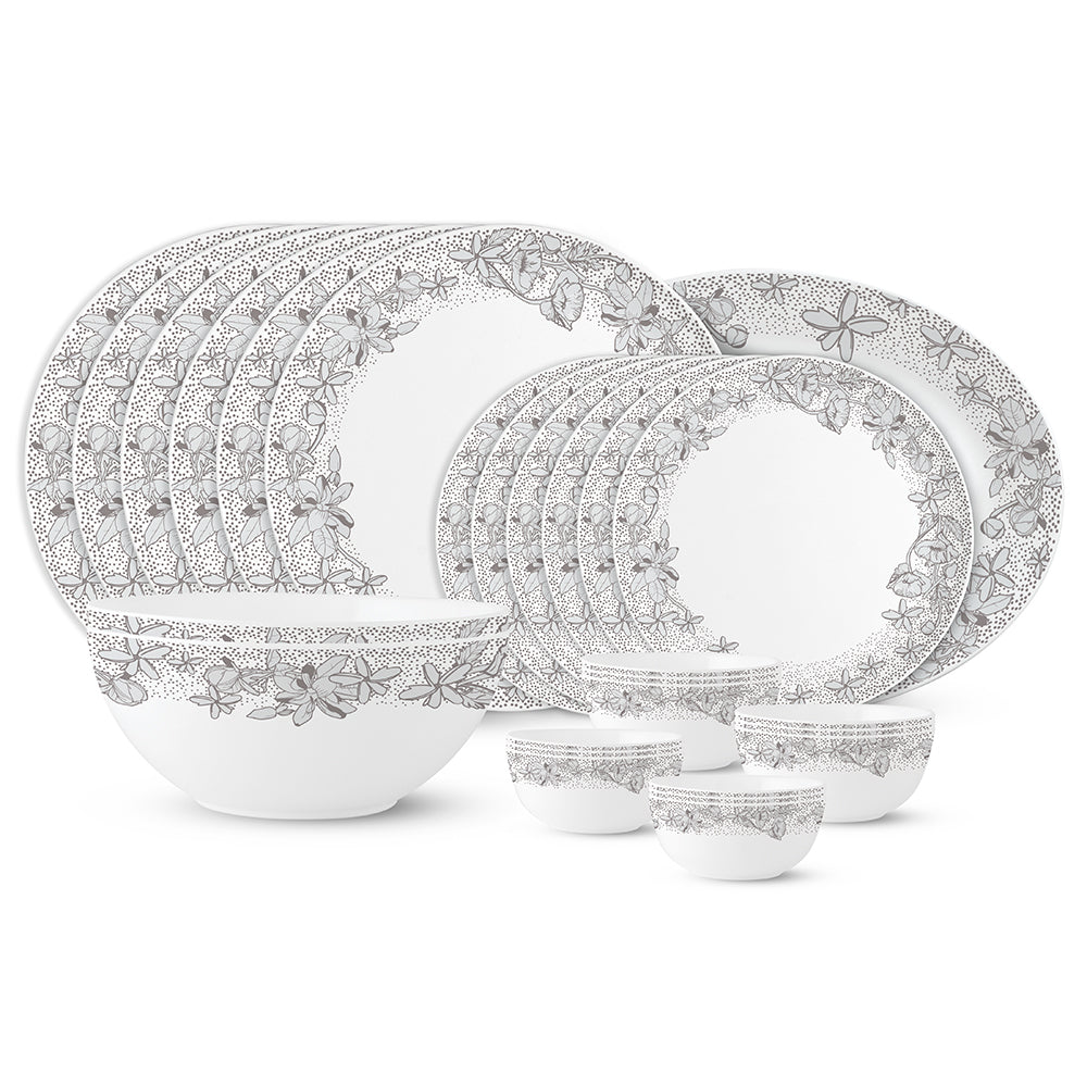 Larah by Borosil, Eden Blue Dinner Set 27 pc Set: Serves 6