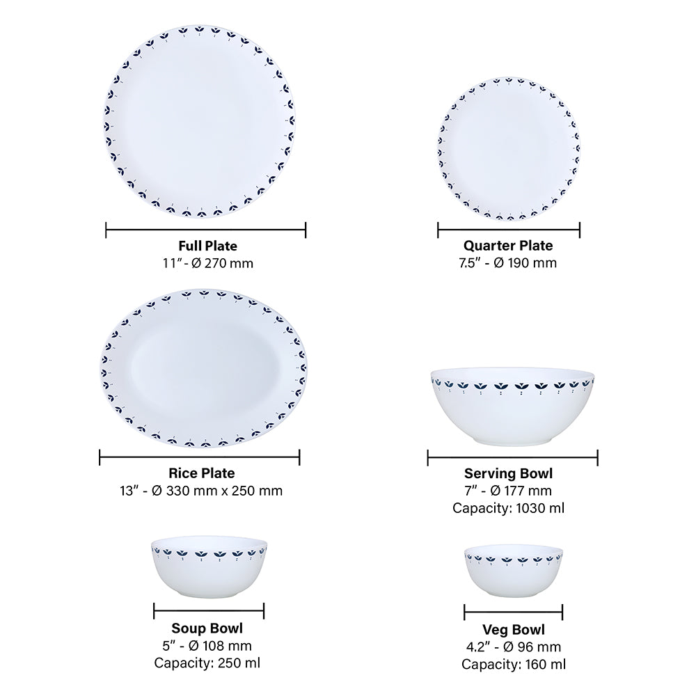 Larah by Borosil Fabula Dinner Set 27 pc Set: Serves 6