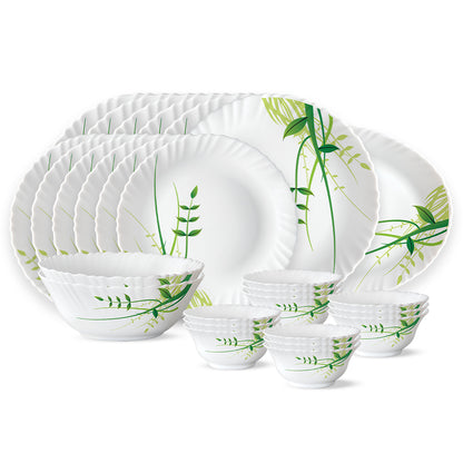 Larah by Borosil Green Herbs Dinner Set 27 pc Set: Serves 6 (Option 1)