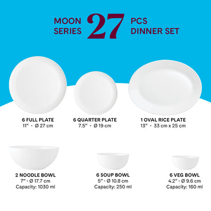 Larah by Borosil, Inca Dinner Set 27 pc Set: Serves 6