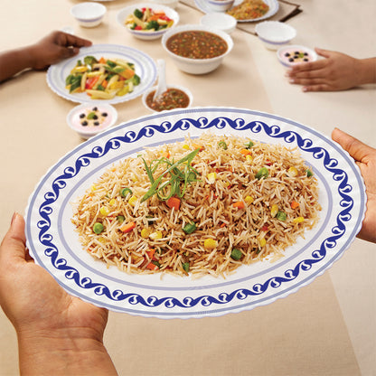 Larah by Borosil Jazzblue Dinner Set 27 pc Set: Serves 6