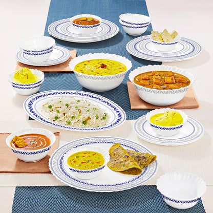 Larah by Borosil Jazzblue Dinner Set 27 pc Set: Serves 6