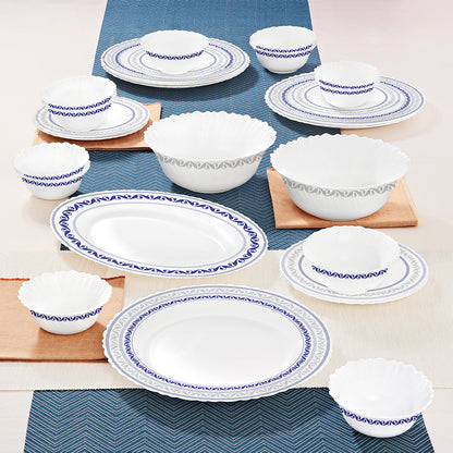 Larah by Borosil Jazzblue Dinner Set 27 pc Set: Serves 6