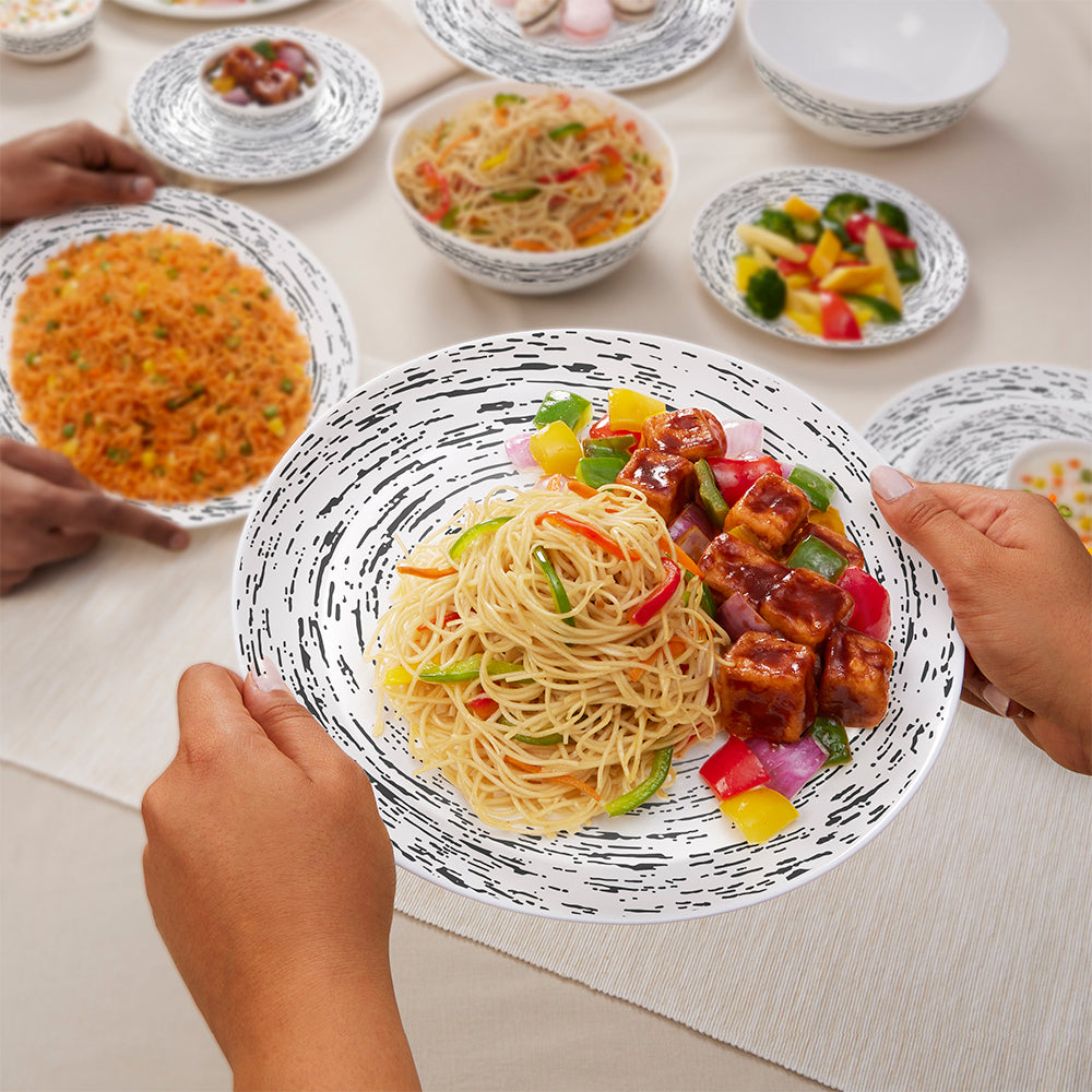Larah by Borosil Milky Way Dinner Set 27 pc Set: Serves 6