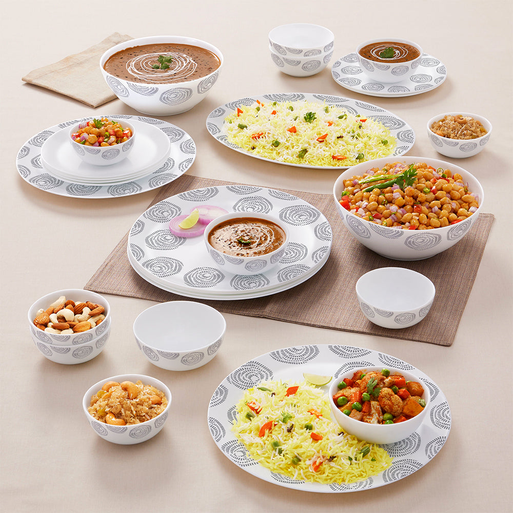 Larah by Borosil Moonbeam Dinner Set, 27 pc