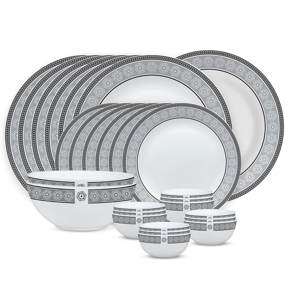 Larah by Borosil, Noor Dinner Set 27 pc Set: Serves 6