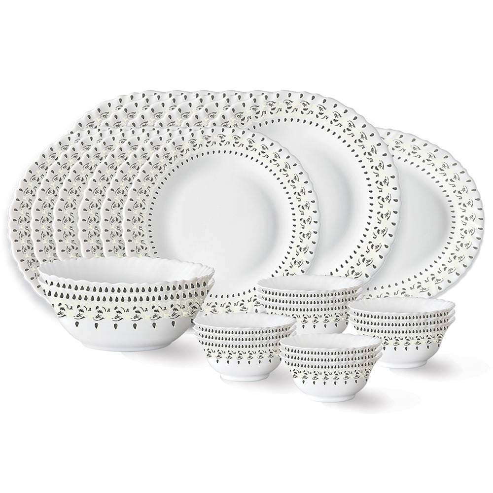 Larah by Borosil Ora Gold Dinner Set 27 pc Set: Serves 6