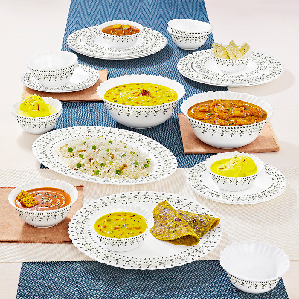 Larah by Borosil Ora Gold Dinner Set 27 pc Set: Serves 6