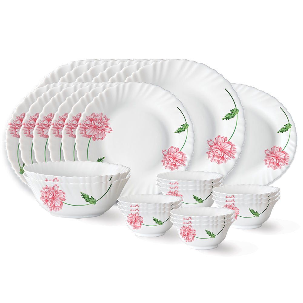 Larah by Borosil Red Mist Dinner Set 27 pc Set: Serves 6 (Option 1)