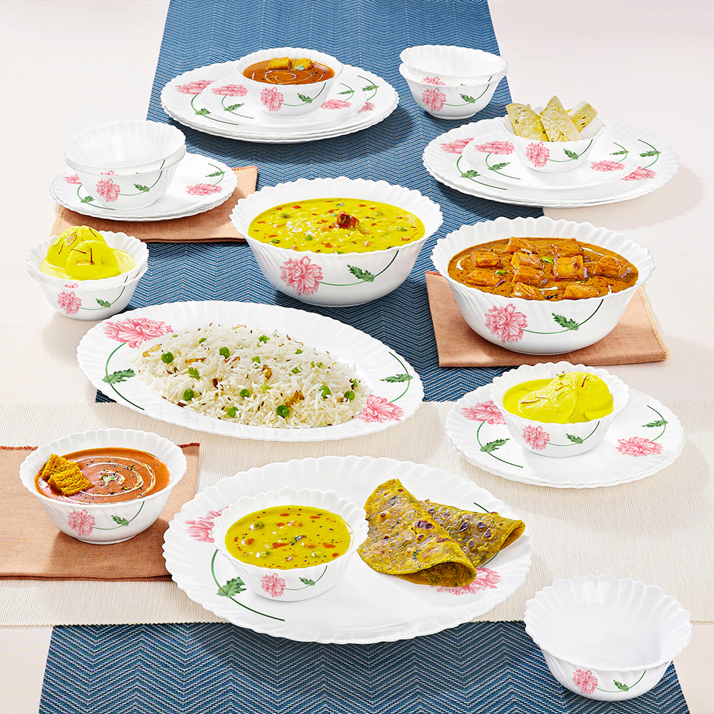 Larah by Borosil Red Mist Dinner Set 27 pc Set: Serves 6 (Option 1)