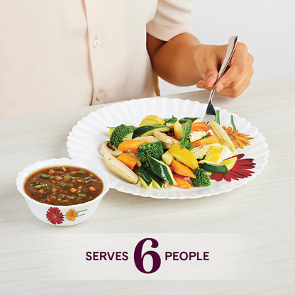 Larah by Borosil Zinnia Dinner Set 27 pc Set: Serves 6