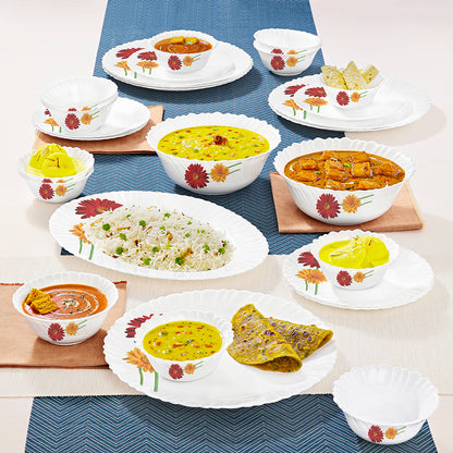 Larah by Borosil Zinnia Dinner Set 27 pc Set: Serves 6