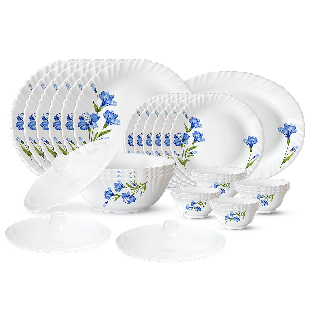 Larah by Borosil, Marina Blue Dinner Set 31 pc Set: Serves 6