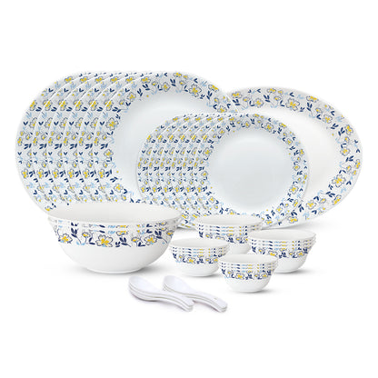 Larah by Borosil, Amara Blue Dinner Set 33 pc Set: Serves 6